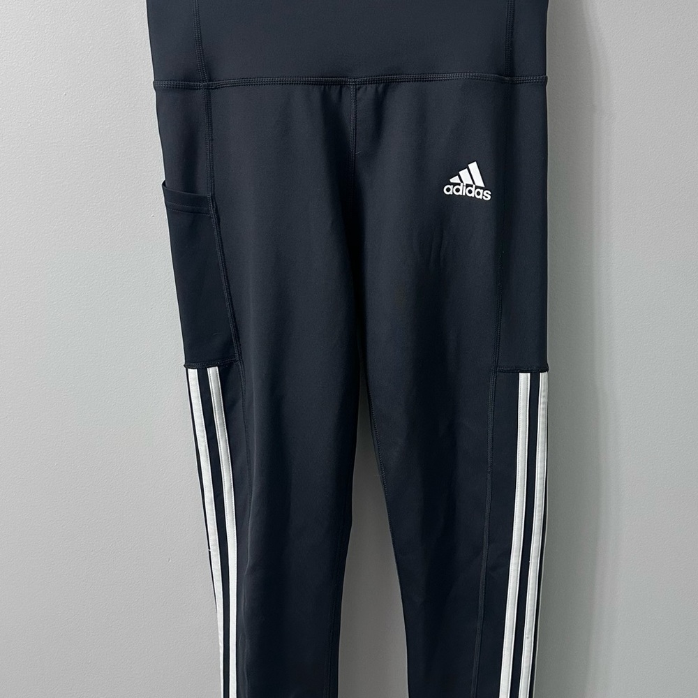 Adidas Women’s Leggings with White Stripes - Size Small